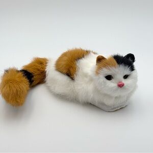 Synthetic Fur Cat Statue Home Funny Exquisite Cute Simulated Furry Cat Figurine